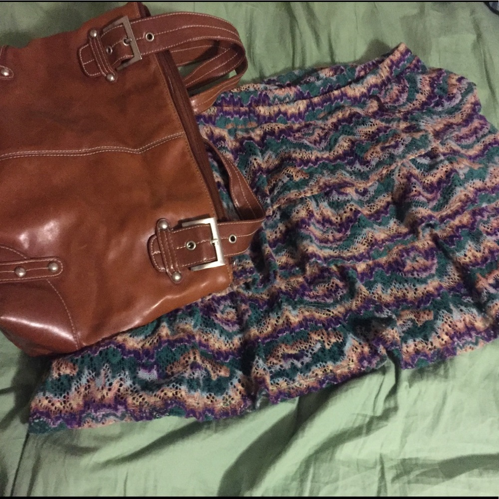 Layered knit mini skirt XL